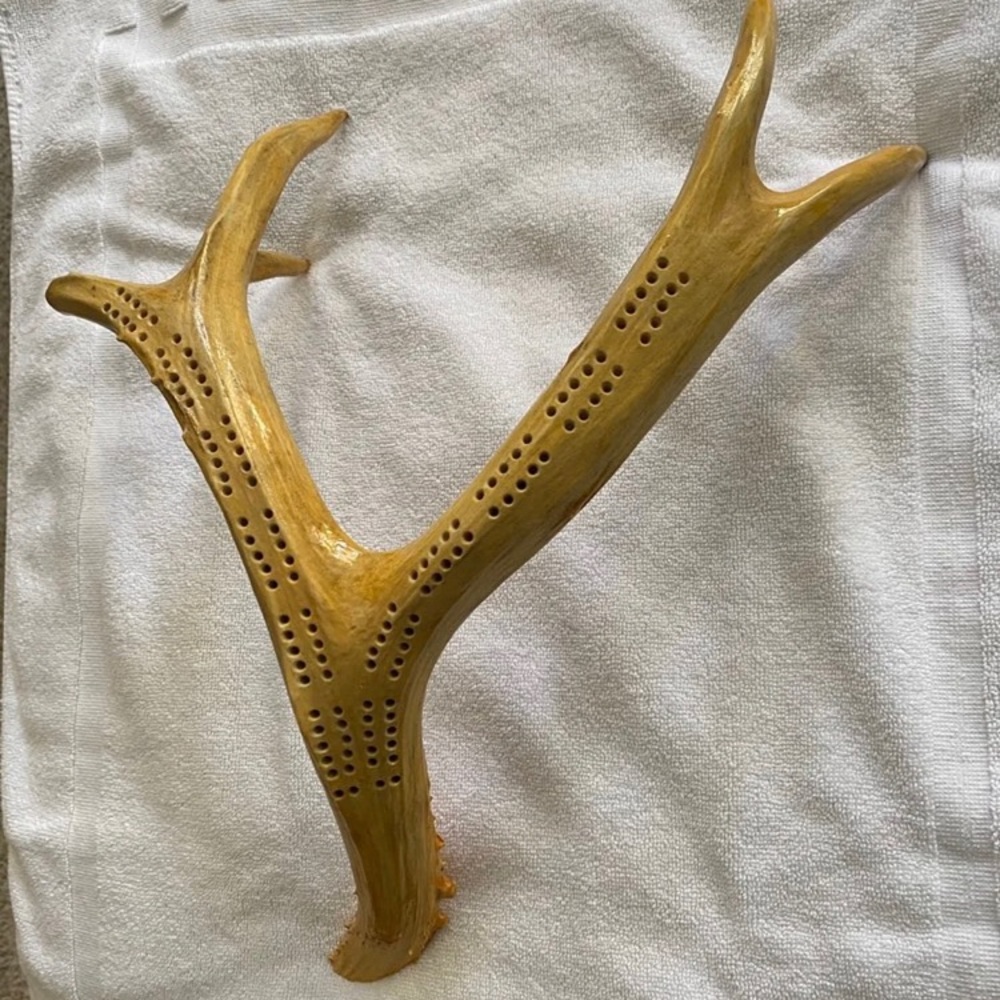 Antler Cribbage Board, 5-point deer